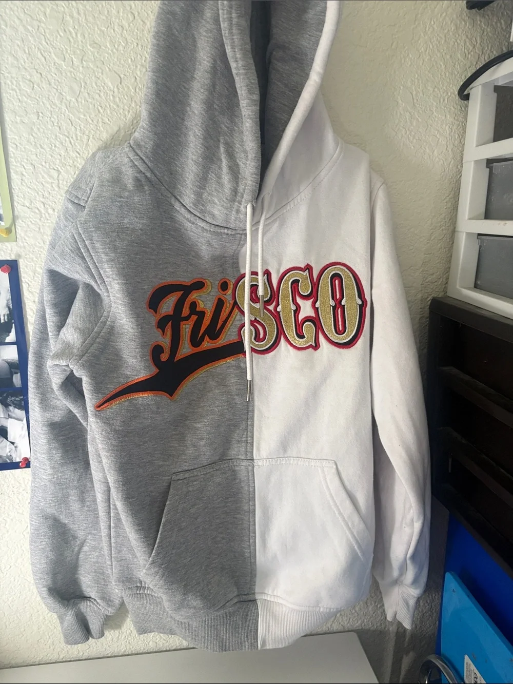 Two-Tone Grey and White Kids Hoodie with 'Frisco' Graphic
